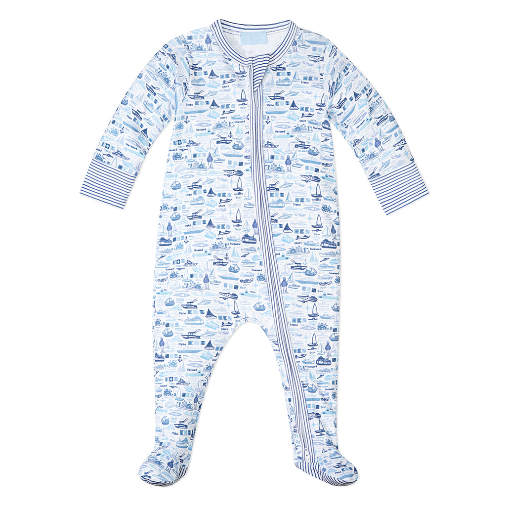Baby Boats Zip Onesie in Blue
