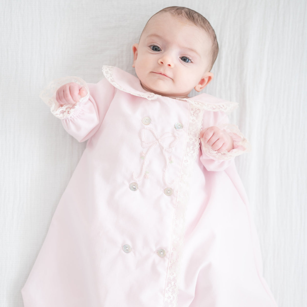 Baby Gown With Bonnet in Pink