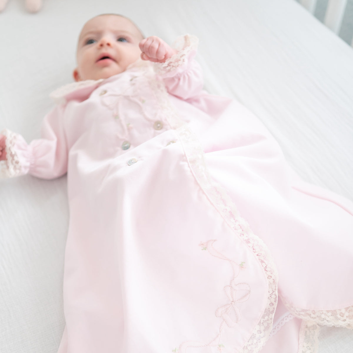 Baby Gown With Bonnet in Pink