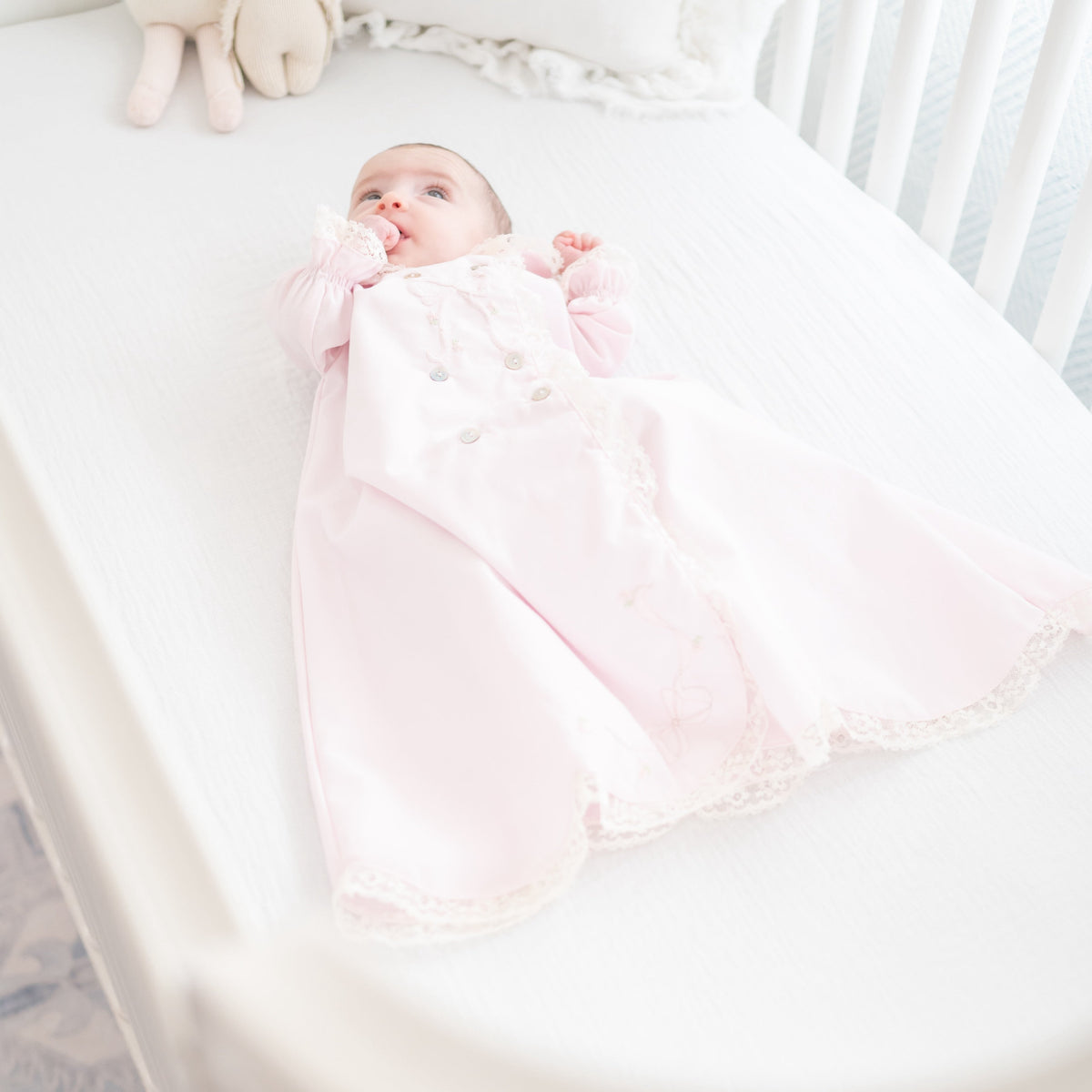 Baby Gown With Bonnet in Pink