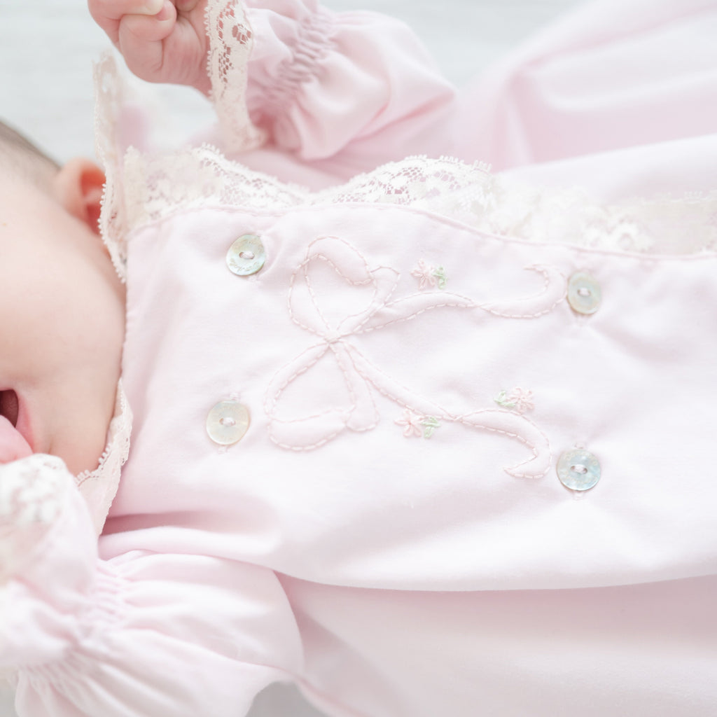 Baby Gown With Bonnet in Pink