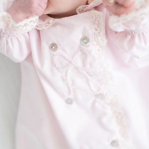 Baby Gown With Bonnet in Pink