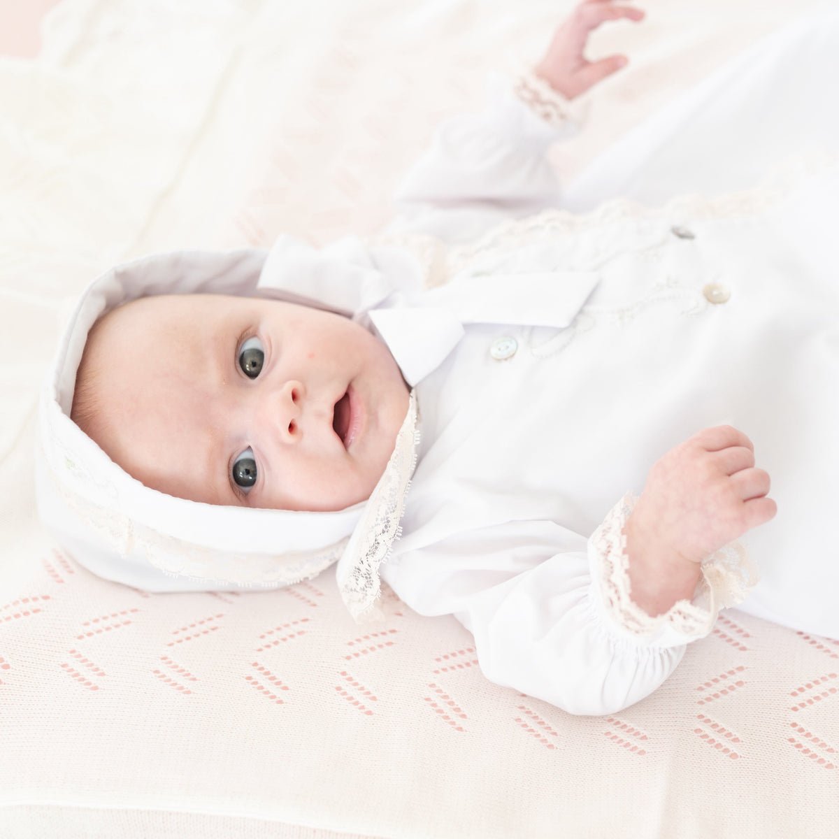 Baby Gown With Bonnet in White