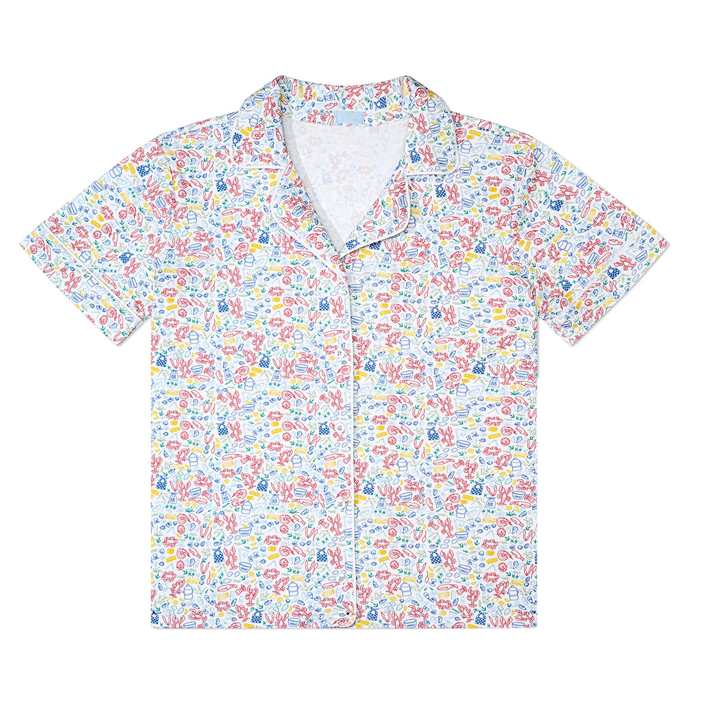 Women's Button Front Short Pajama Set in Clam Bake