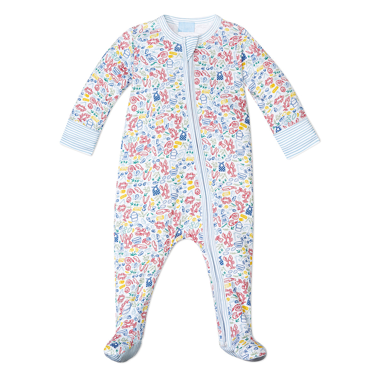 Baby Zip Onesie in Clam Bake