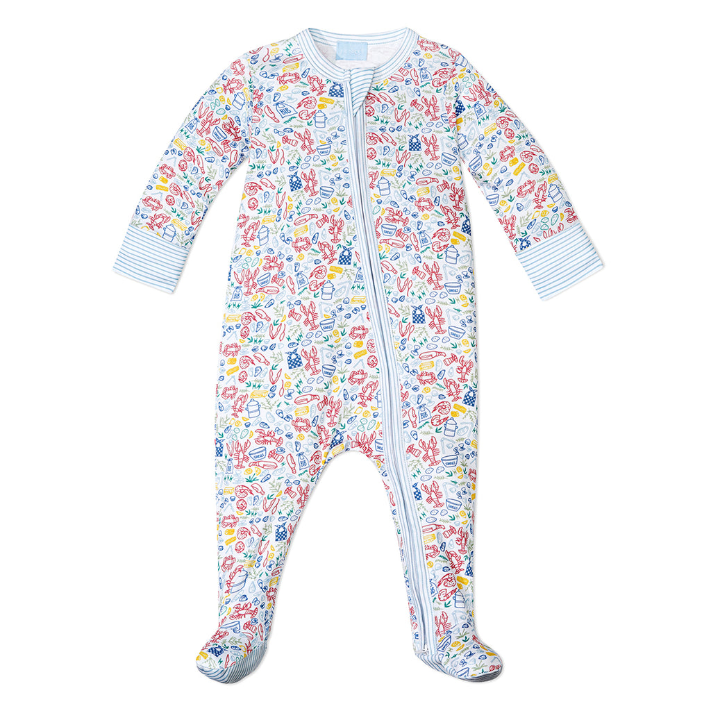Baby Zip Onesie in Clam Bake