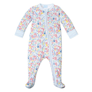 Baby Zip Onesie in Clam Bake