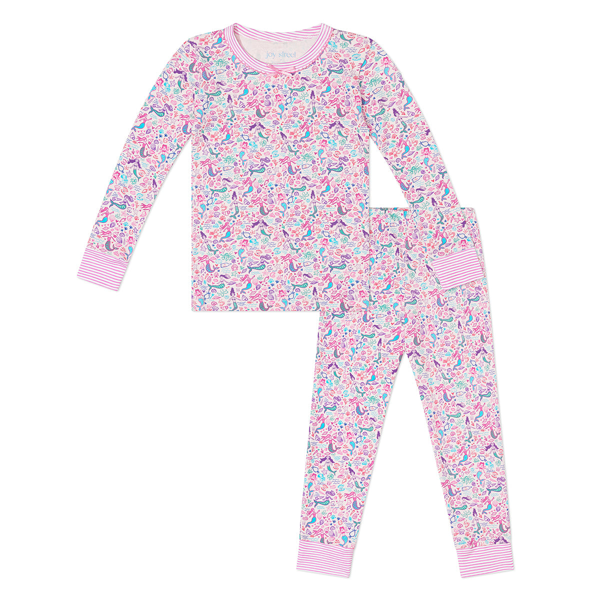 Kid's Mermaids Two Piece Pajamas in Pink