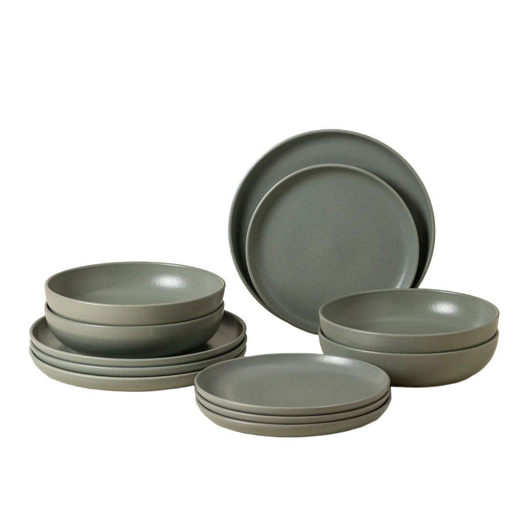 Pacifica Collection 12-pc Place Setting with Pasta Bowl in Artichoke