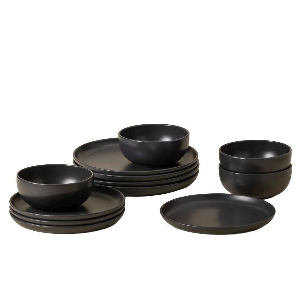 Pacifica Collection 12-pc Place Setting with Cereal Bowl in Seed Grey