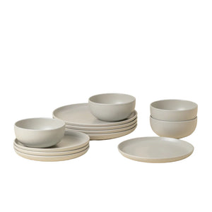 Pacifica Collection 12-pc Place Setting with Cereal Bowl in Oyster Grey