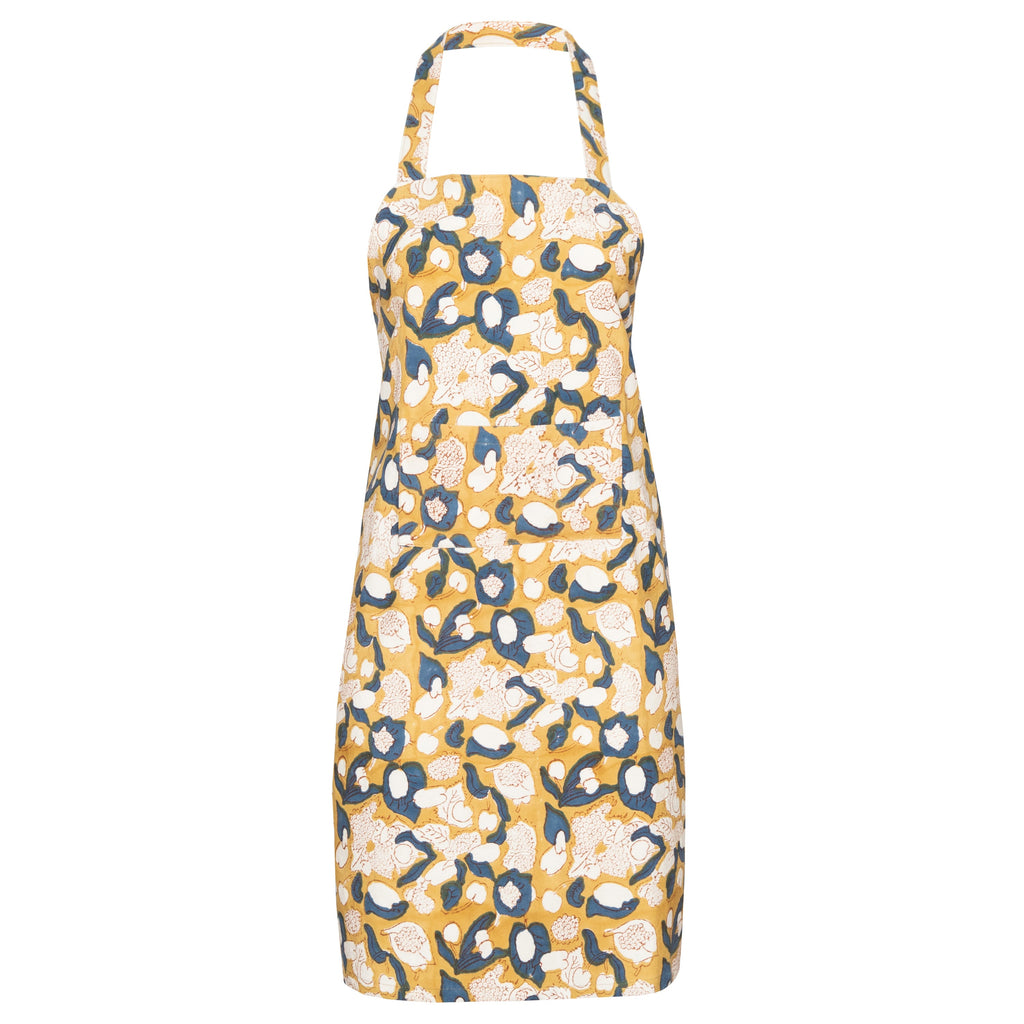 Forest Harverst Apron in Mustard & Blue