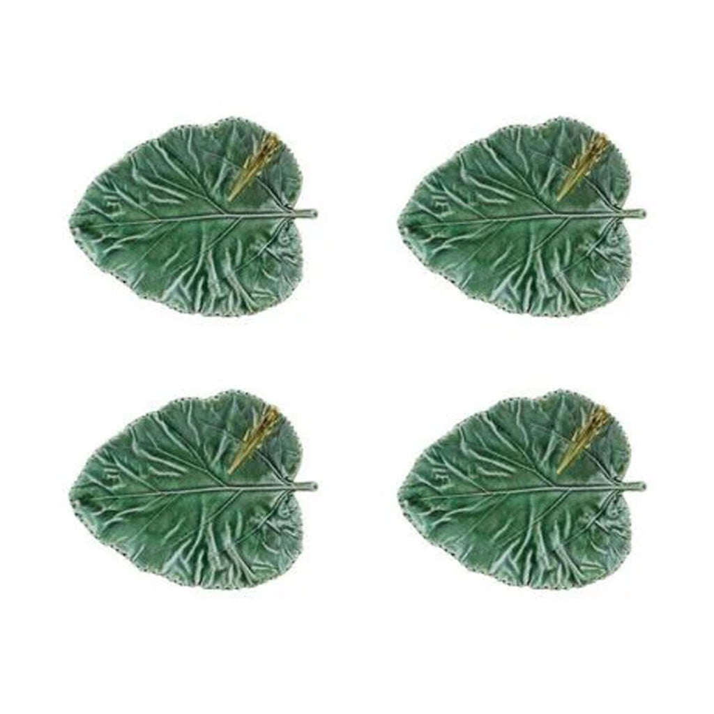 Countryside Leaves Mulberry Leaf with Grasshopper, Set of 4