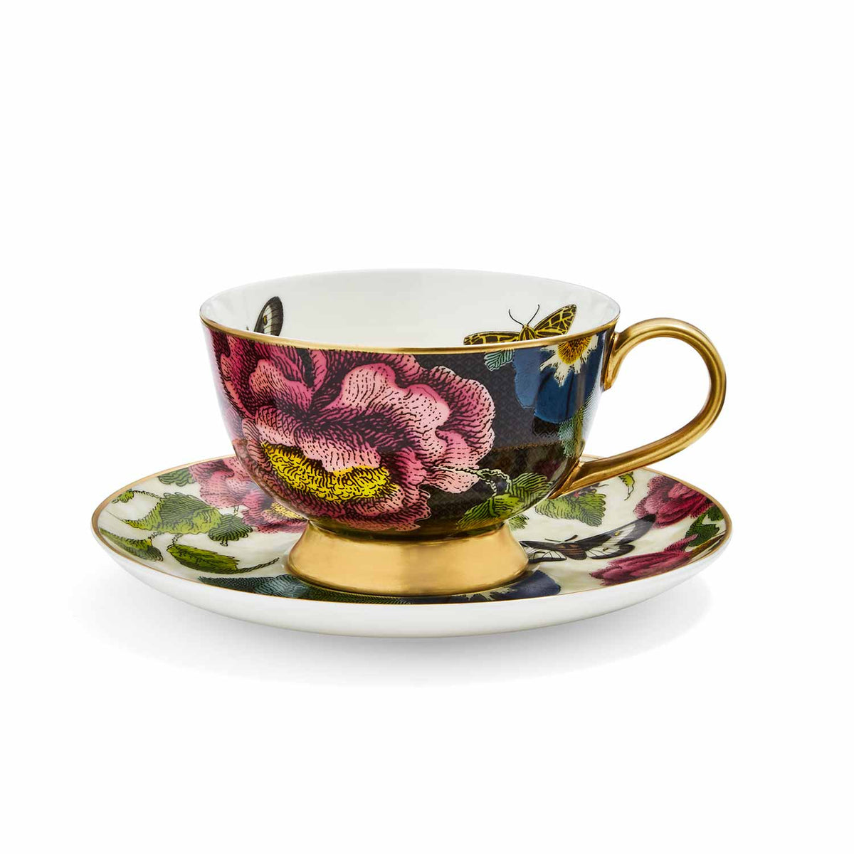 Creatures of Curiosity Tea & Saucer in Black & Cream