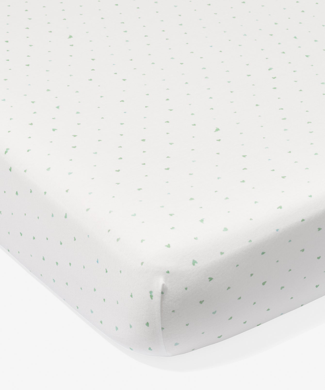 Crib Sheet in Seafoam Hearts