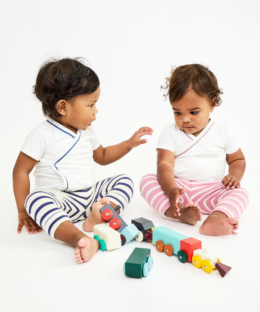 Crossbody Short Sleeve One-Piece in Navy Piping