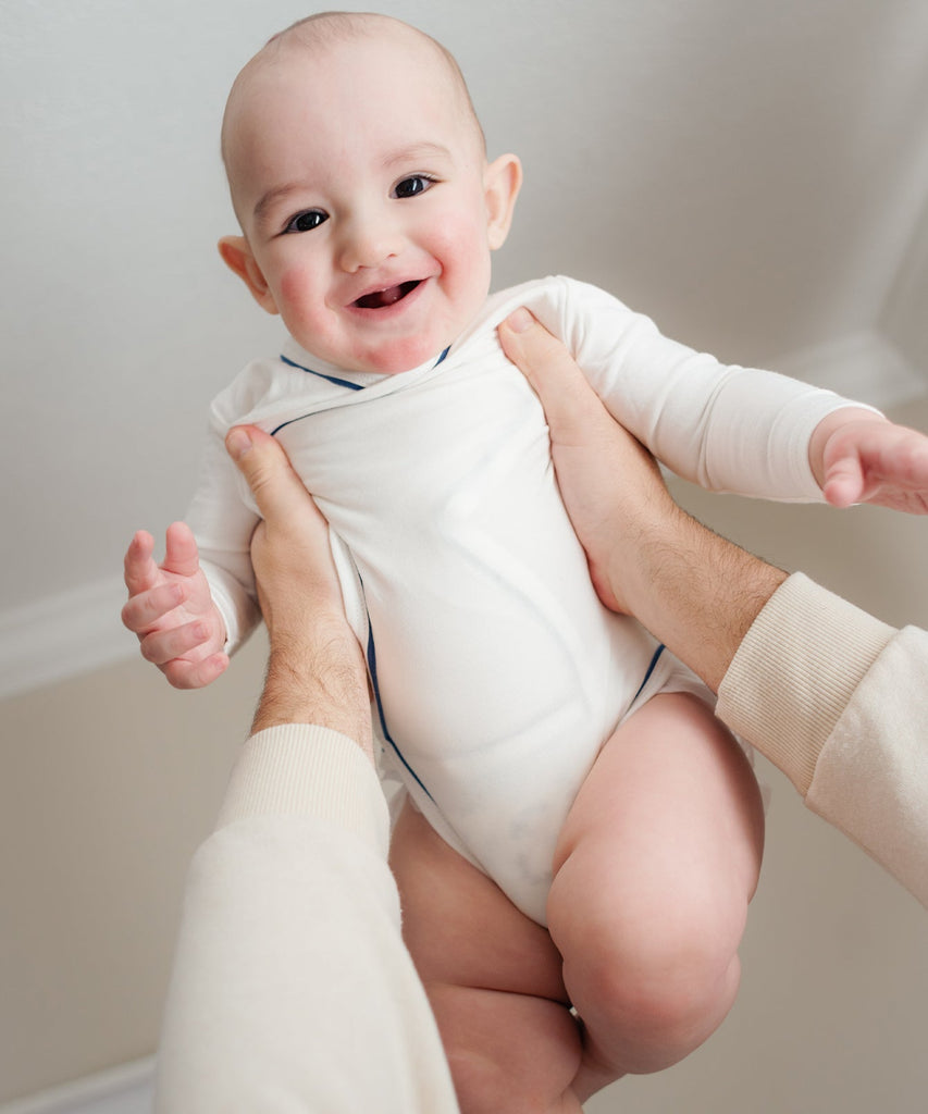 Crossbody One-Piece in Navy Piping