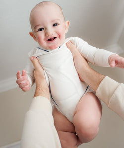 Crossbody One-Piece in Navy Piping