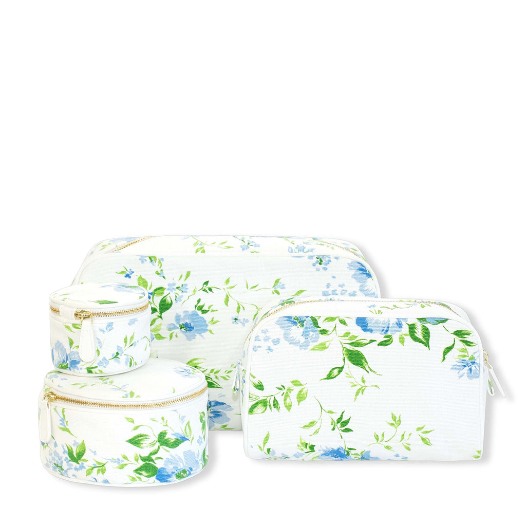D. Porthault pour AERIN Large Round Beauty Bag in Fleurs du Vent