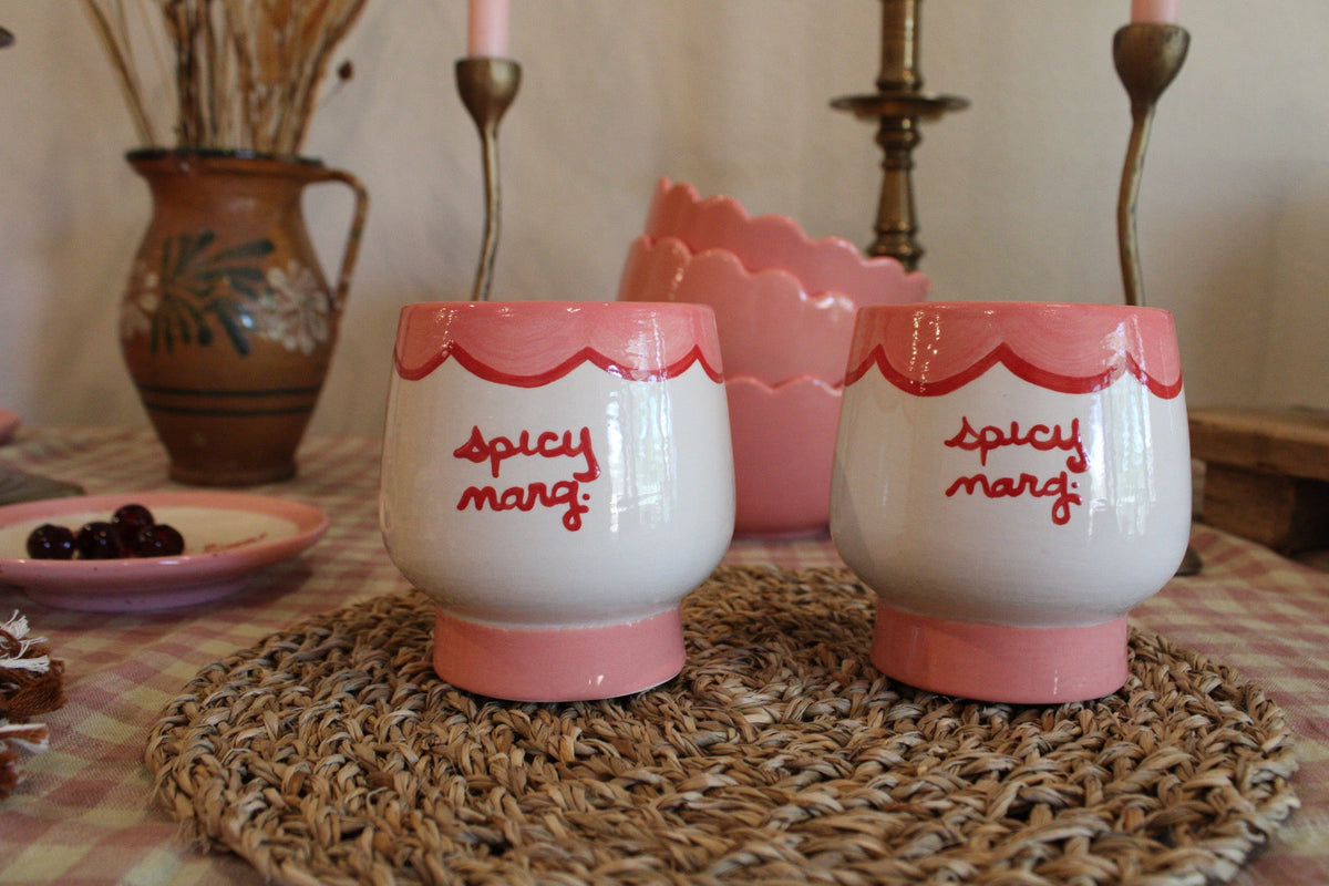 Hand-painted “Spicy Marg” Cups, Set of 2