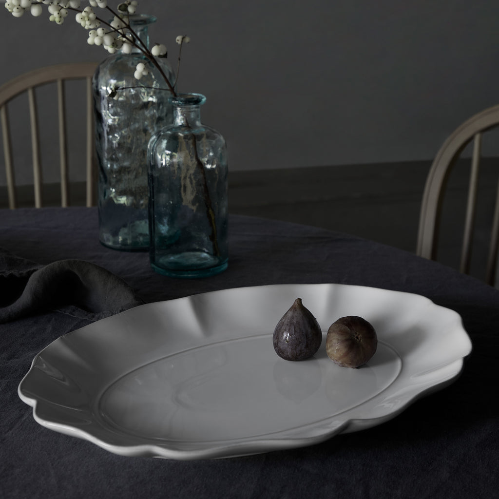 Rosa Collection Oval Platter 12" in White
