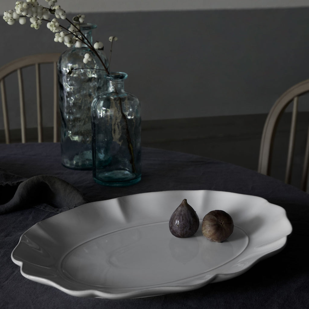 Rosa Collection Oval Platter 16" in White