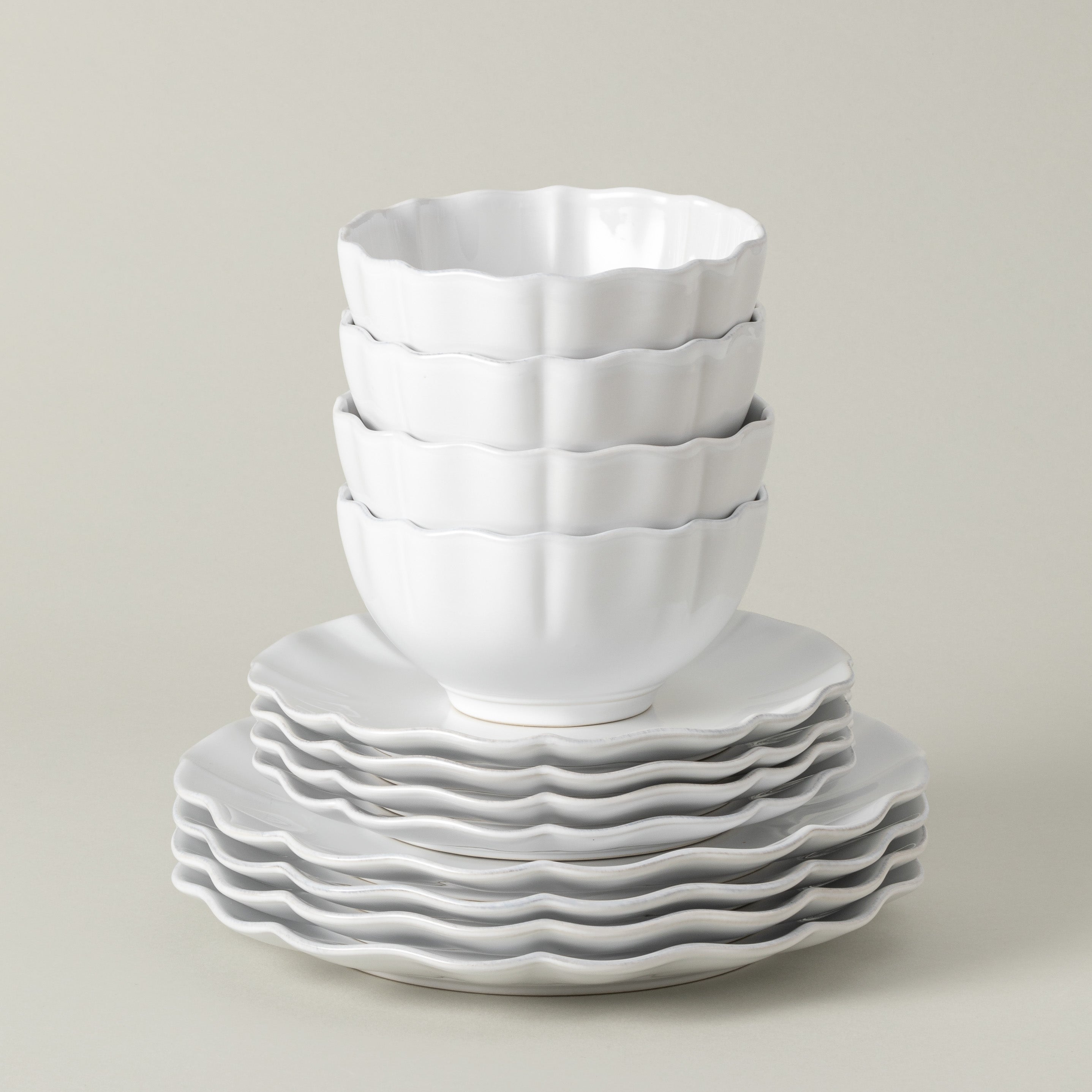 Rosa Collection 12-pc Place Setting with Cereal Bowl in White