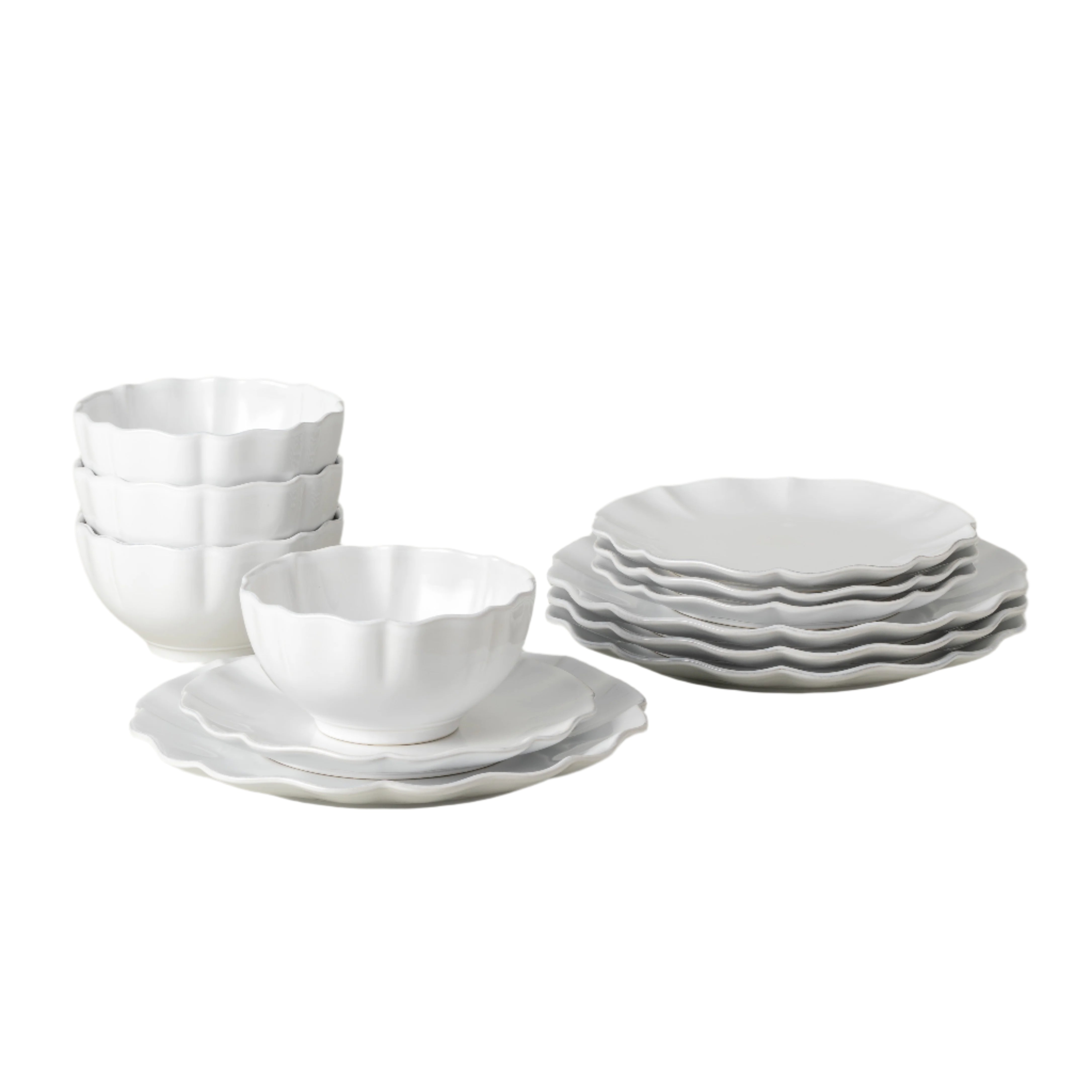 Rosa Collection 12-pc Place Setting with Cereal Bowl in White