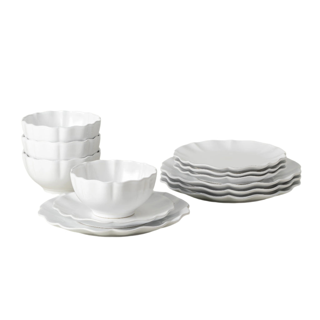 Rosa Collection 12-pc Place Setting with Cereal Bowl in White