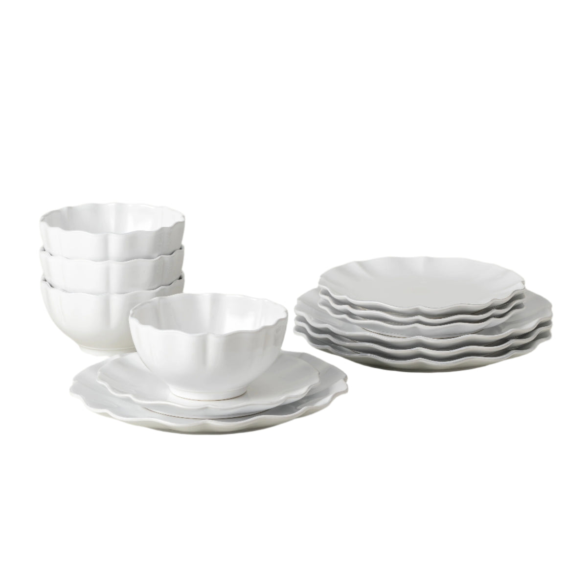 Rosa Collection 12-pc Place Setting with Cereal Bowl in White