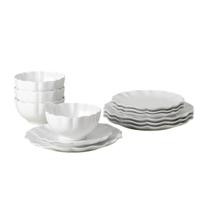 Rosa Collection 12-pc Place Setting with Cereal Bowl in White