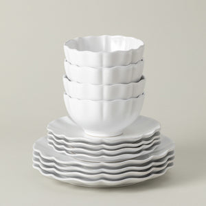 Rosa Collection 12-pc Place Setting with Cereal Bowl in White