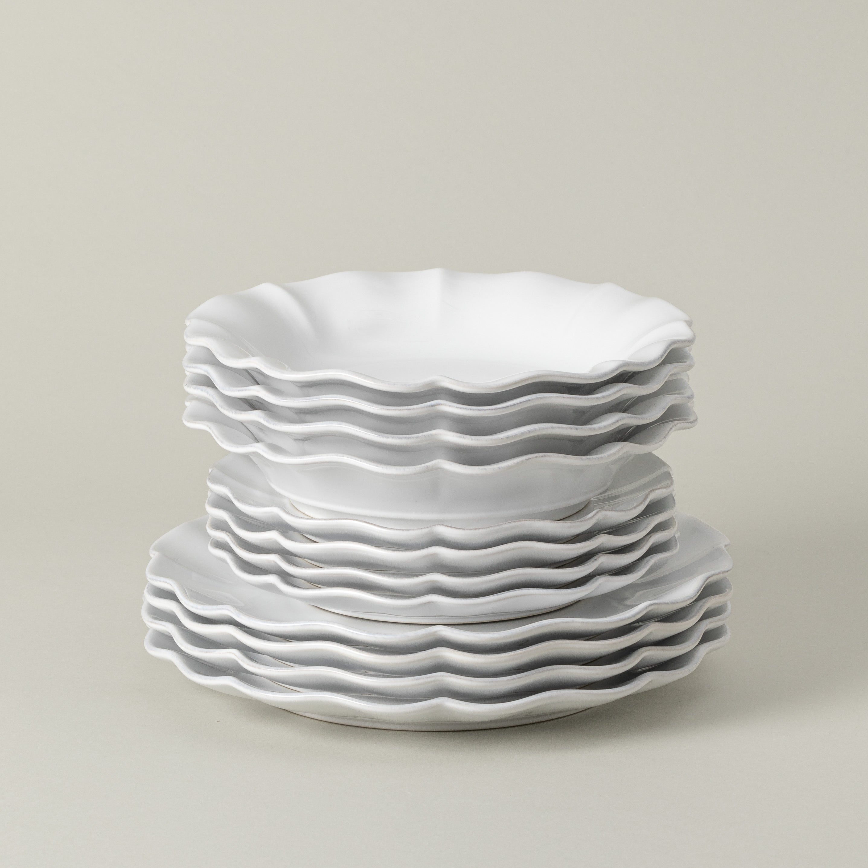 Rosa Collection 12-pc Place Setting with Pasta Bowl in White