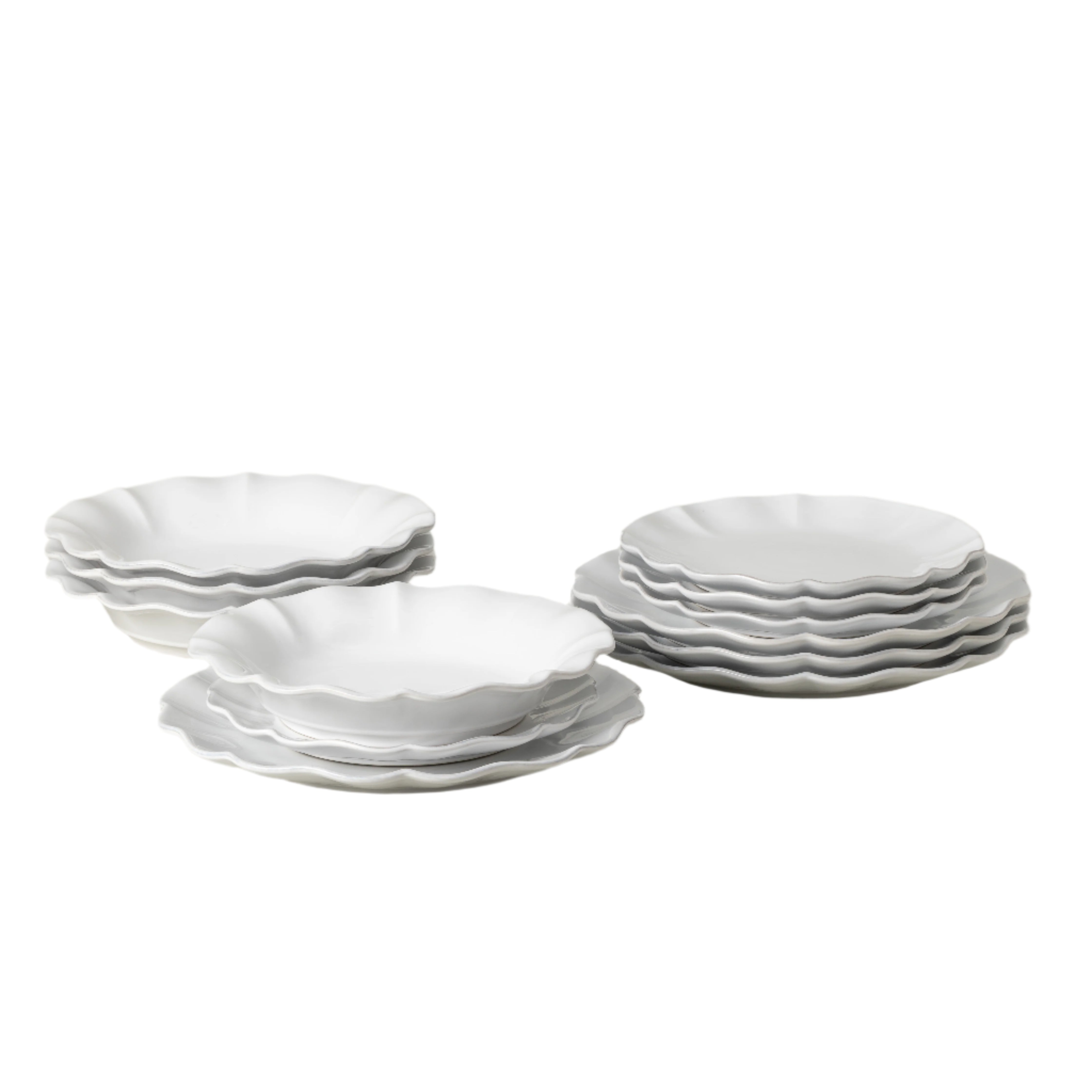 Rosa Collection 12-pc Place Setting with Pasta Bowl in White