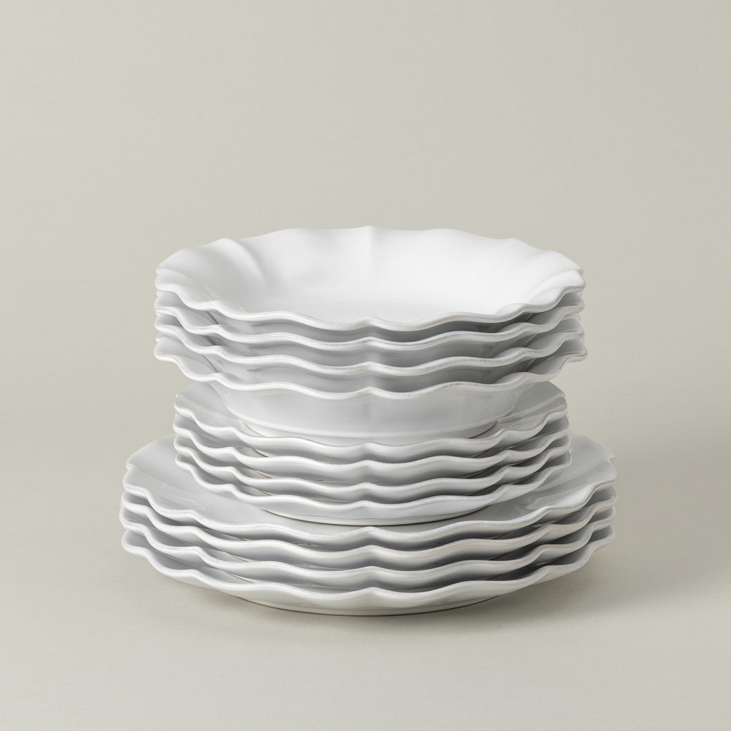 Rosa Collection 12-pc Place Setting with Pasta Bowl in White