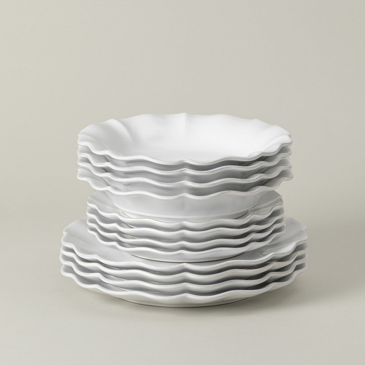 Rosa Collection 12-pc Place Setting with Pasta Bowl in White