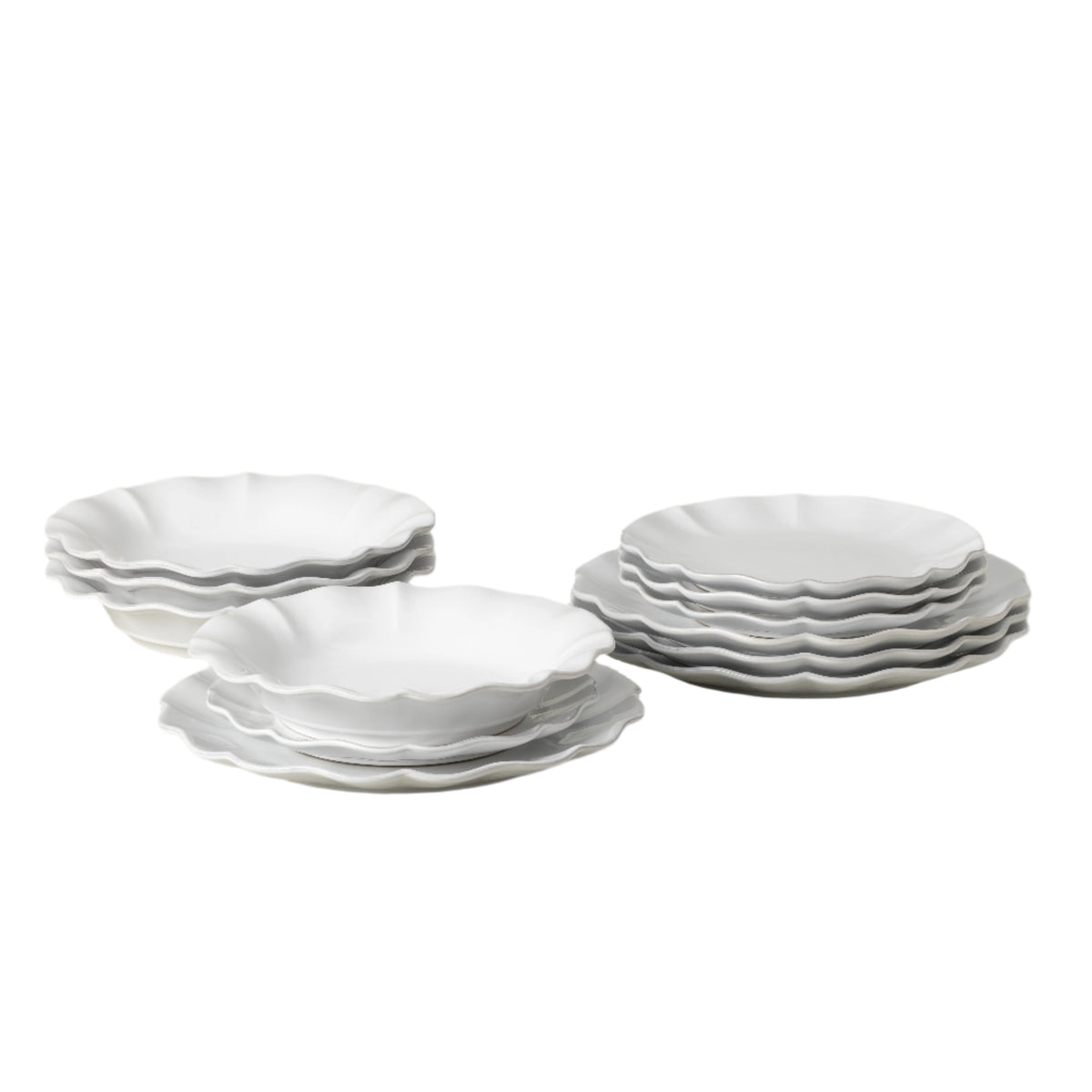 Rosa Collection 12-pc Place Setting with Pasta Bowl in White