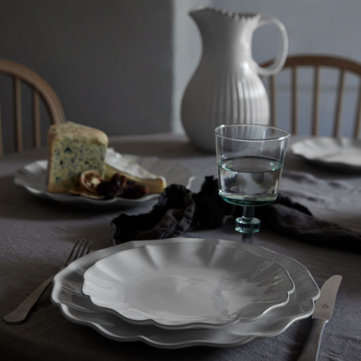 Rosa Collection 12-pc Place Setting with Pasta Bowl in White