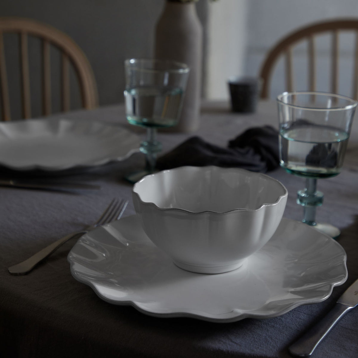 Rosa Collection 12-pc Place Setting with Pasta Bowl in White