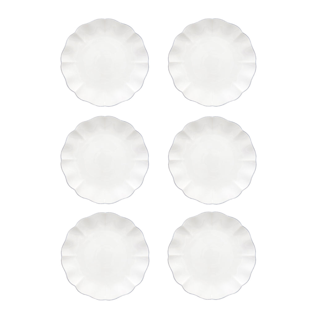Rosa Collection Dinner Plates in White, Set of 6