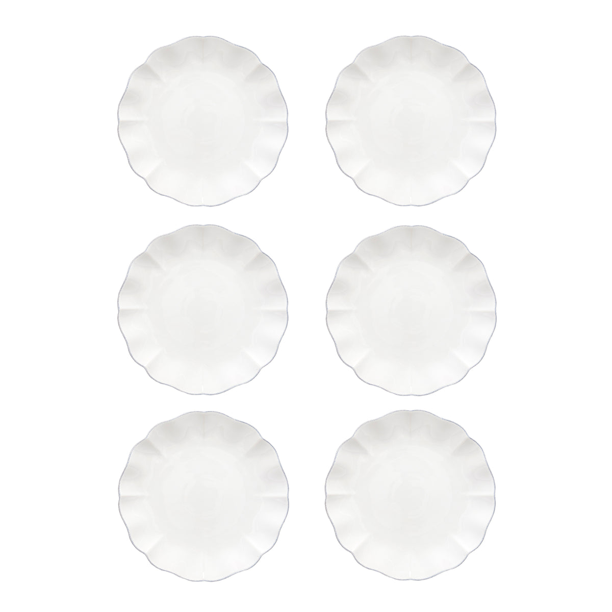 Rosa Collection Dinner Plates in White, Set of 6