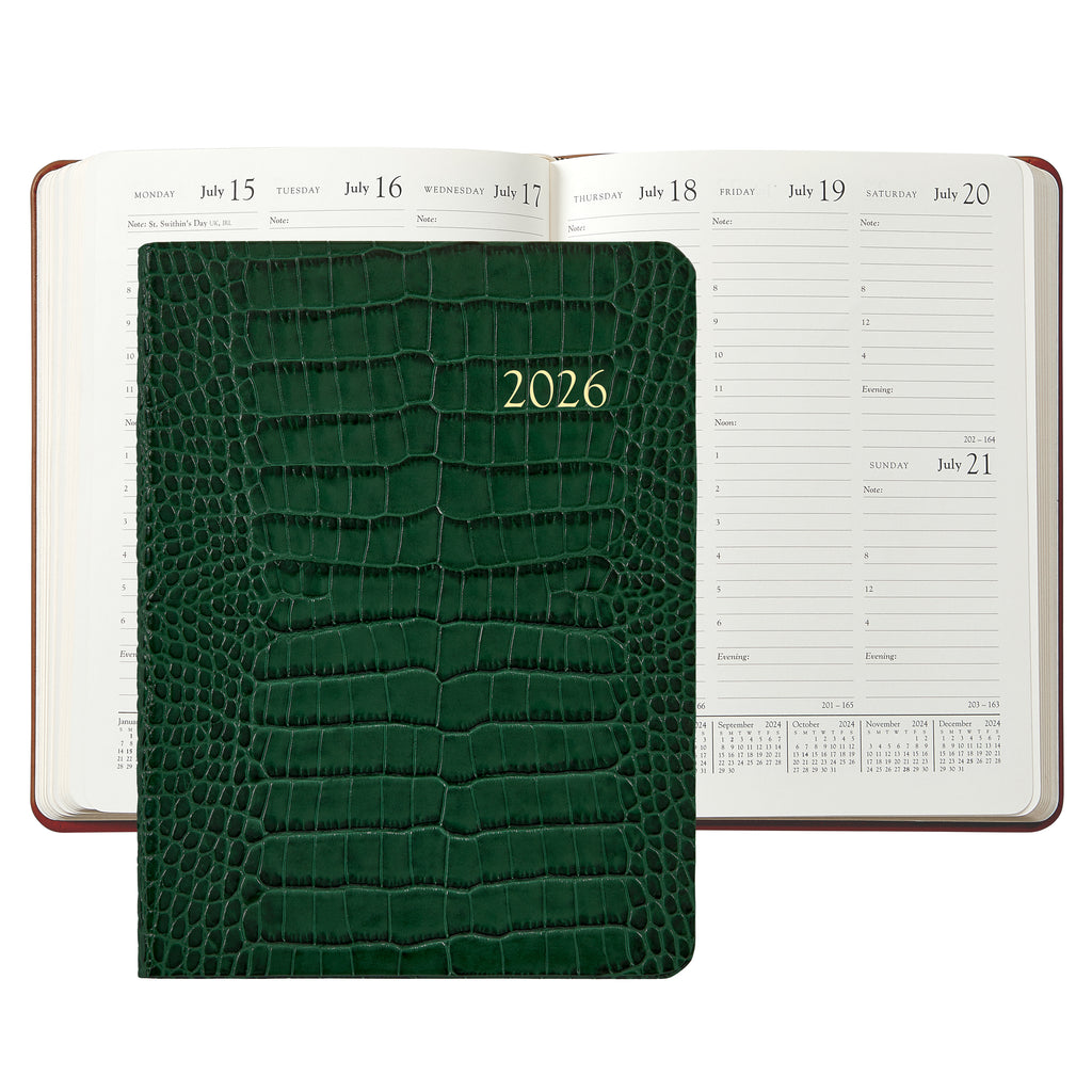 2026 Embossed Crocodile Leather Desk Diary