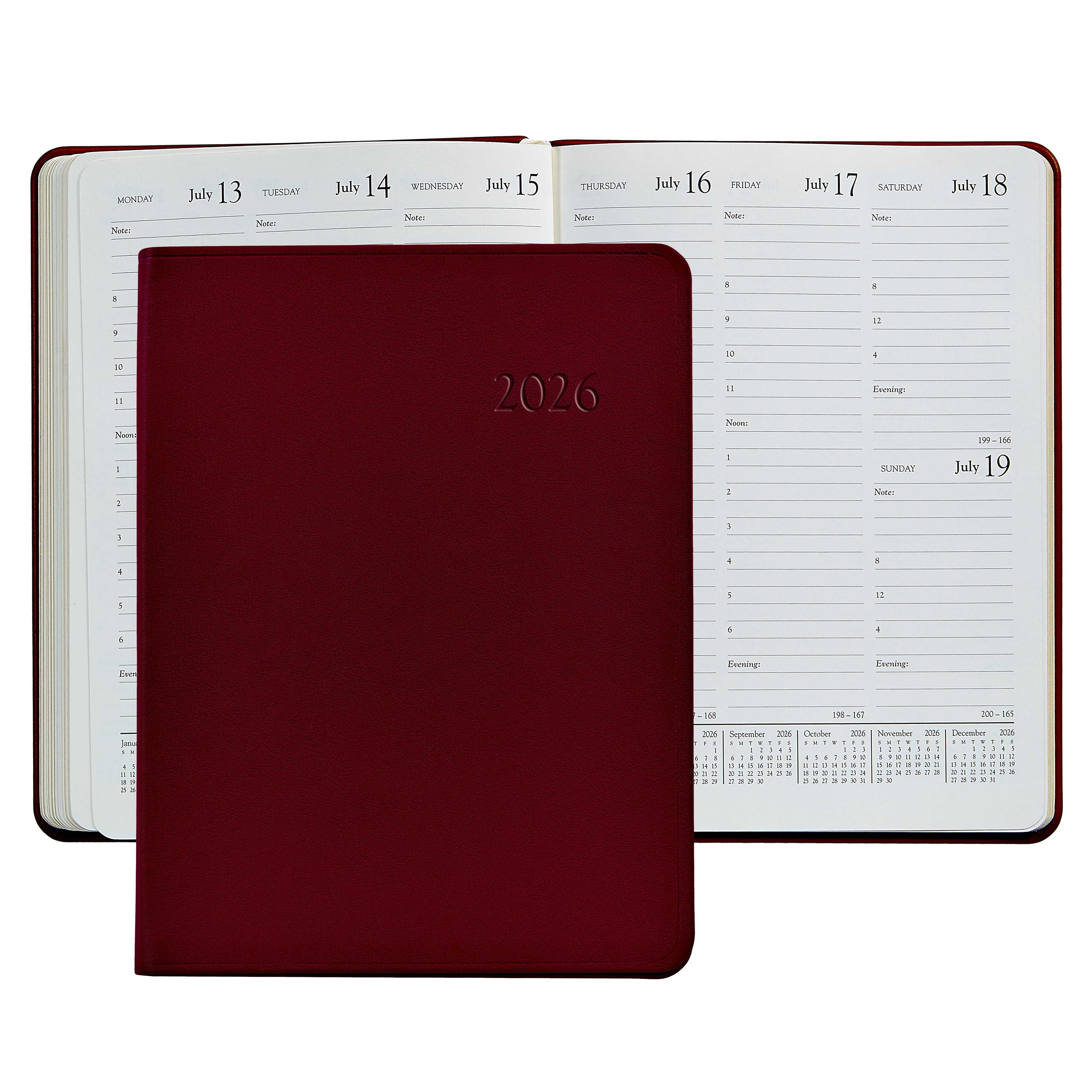 2026 Desk Diary in Bordeaux Leather