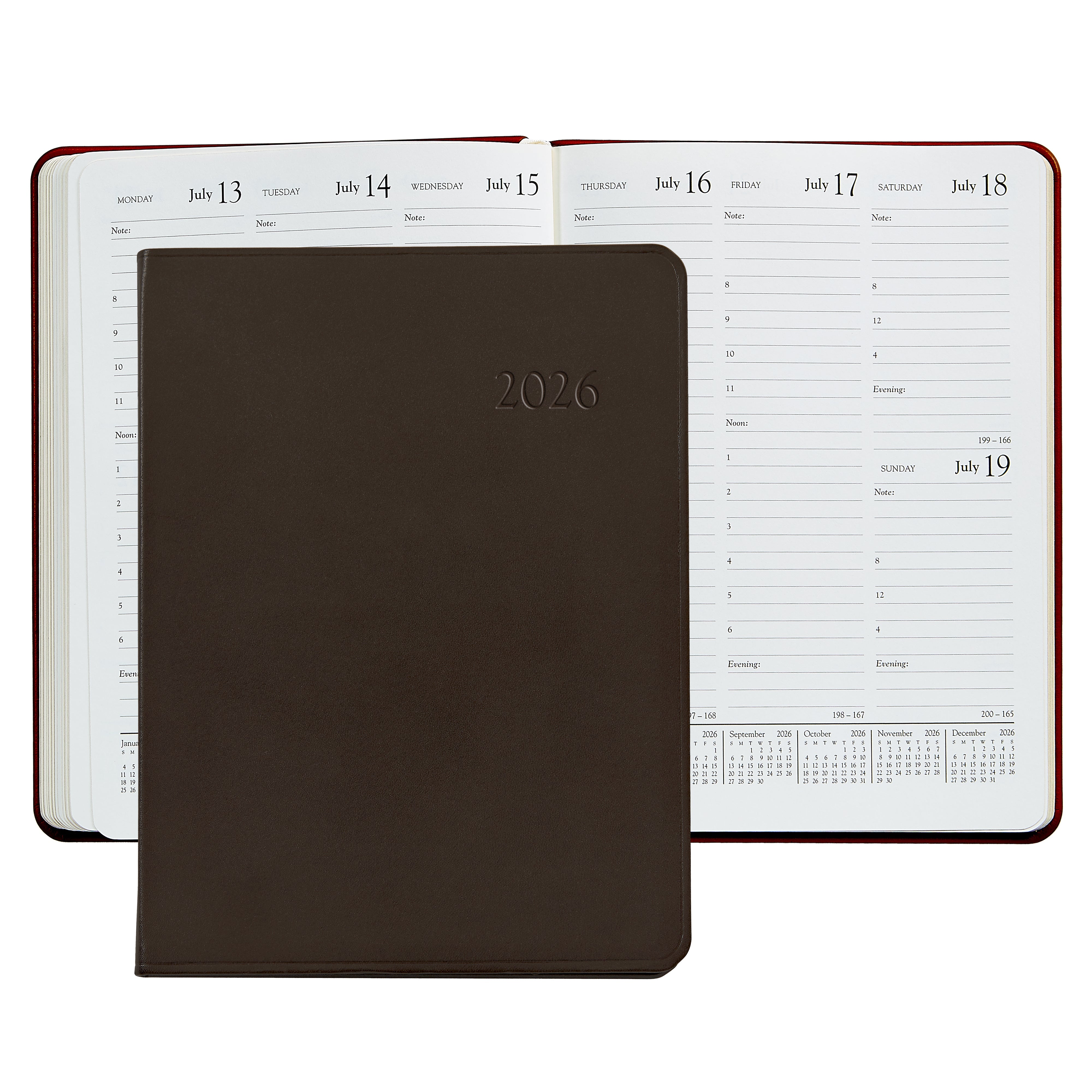 2026 Desk Diary in Brown Leather