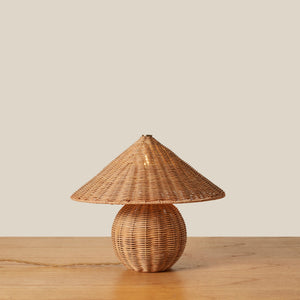 rattan table lamp with on