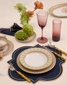 Medallion Placemats in Solid Navy, Set of 2