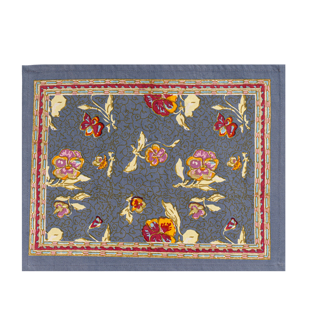 Pansy Mats in Red & Grey, Set of 6