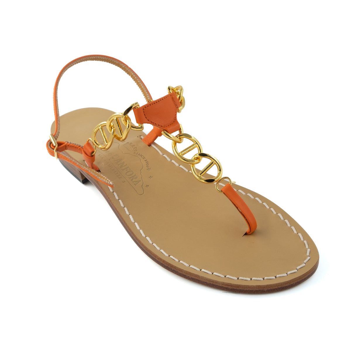 Caroline Capri-Style Leather Thong Sandal
