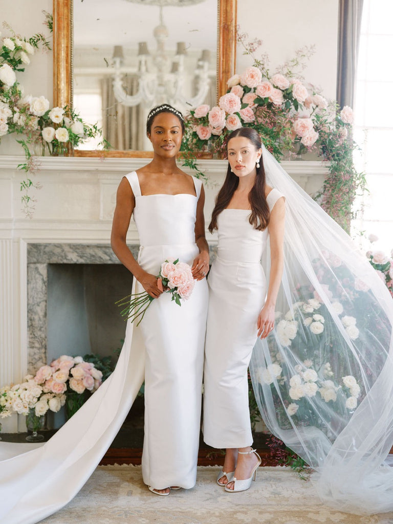 OTM Exclusive: Bridal Silk Faille Midi Dress in White