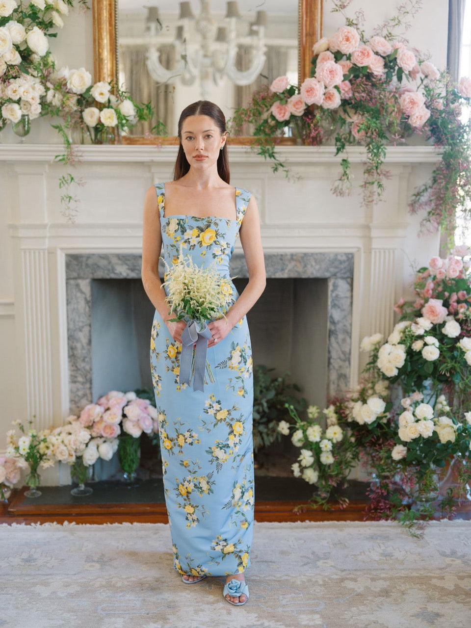 OTM Exclusive: Dress in Blue & Yellow Floral